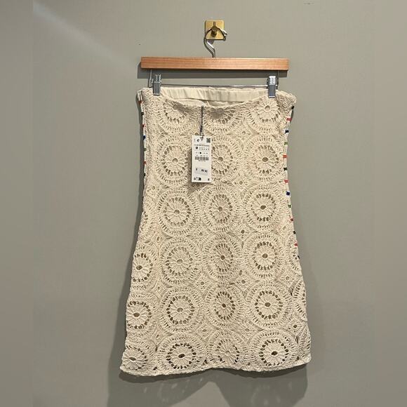 NWT Zara Strapless Crochet Dress Size Medium - Picture 9 of 9